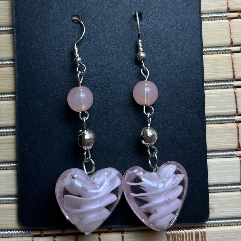 Gorgeous Pink Heart Earrings